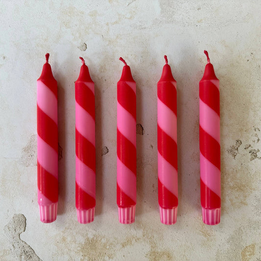 Candles - Red & Pink Candy Cane Pack of 2