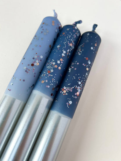 Starry Starry Night Dip Dye Dinner Candle Trio