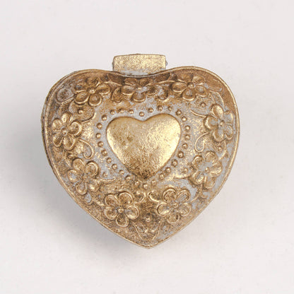 Distressed White & Gold Heart Trinket Box