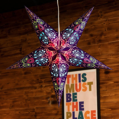 Paper Star Light - Damask Cobalt Blue