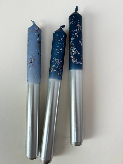 Starry Starry Night Dip Dye Dinner Candle Trio