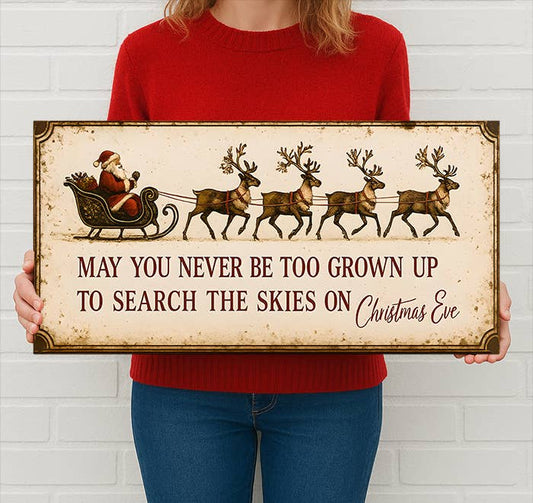 Metal Wall Sign - Never Too Grown Up To Search The Skies - 16 x 8 inch