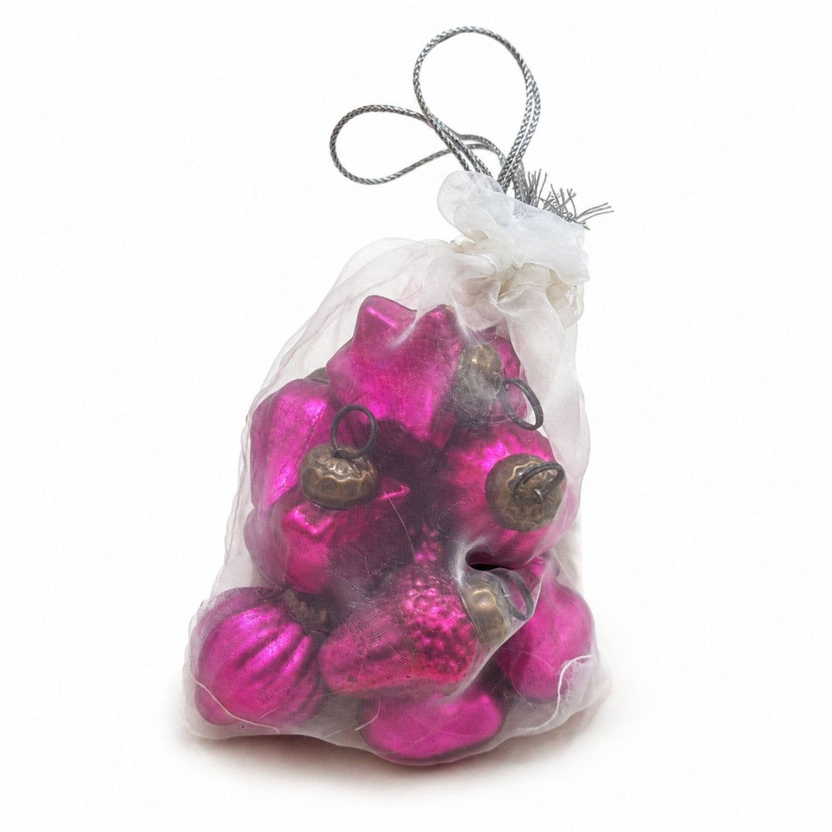 Fuchsia Blown Glass Baubles (Bag of 12)