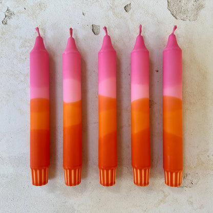 Candles - Autumn Sunset Orange & Pink Pack of 2
