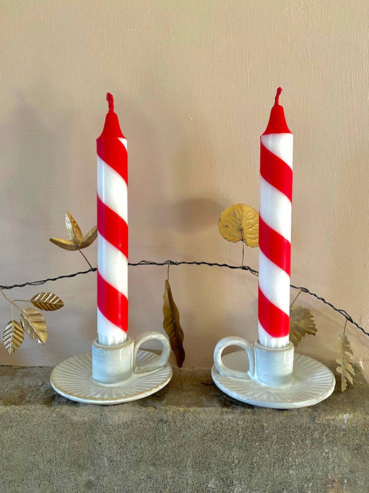 Candles - Red & White Candy Cane Pack of 2