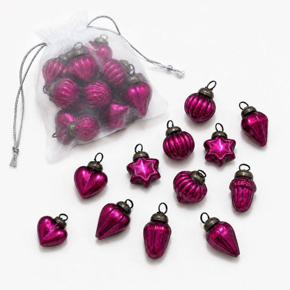 Fuchsia Blown Glass Baubles (Bag of 12)
