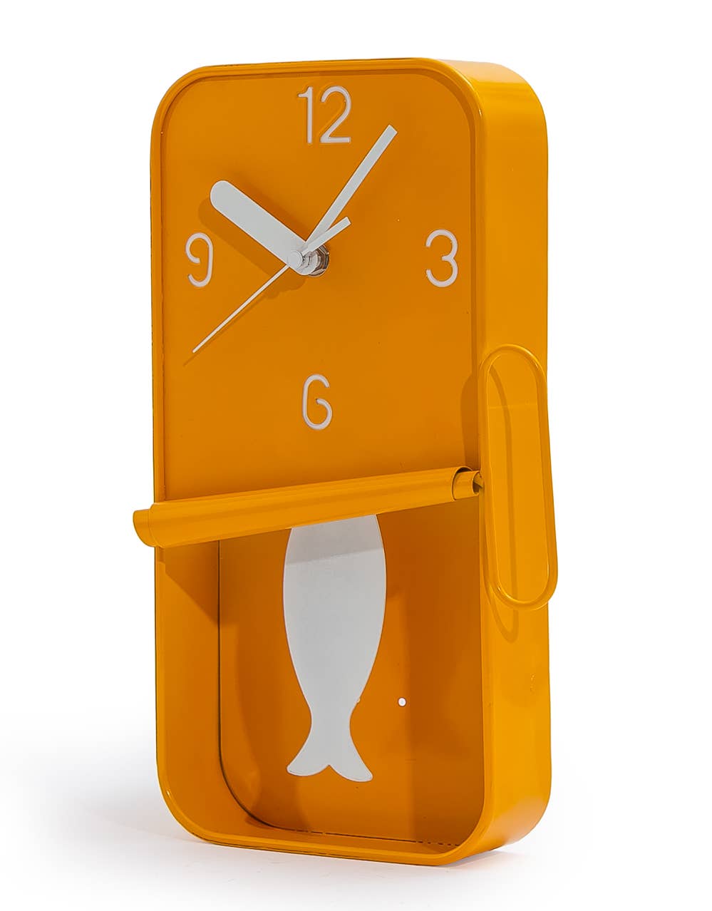 Orange Metal Sardine Tin Pendulum Wall Clock