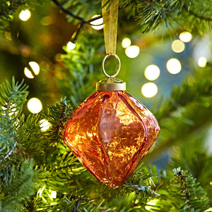 Coloured Glass Diamond Baubles