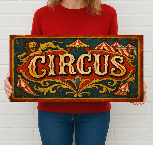 Metal Wall Sign – Antique Effect Circus - 16 x 8 inch