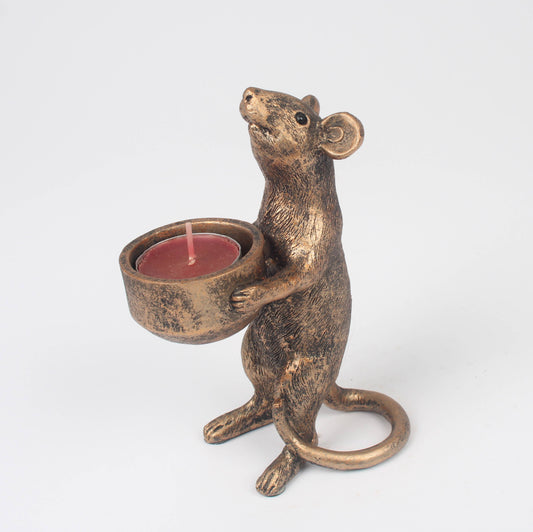 Mouse Tealight Candle Holder – Bronze