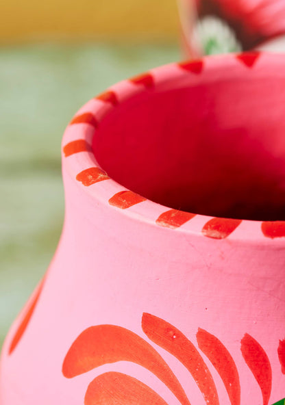 Hand Painted Boyam Pot/Vase - Pink