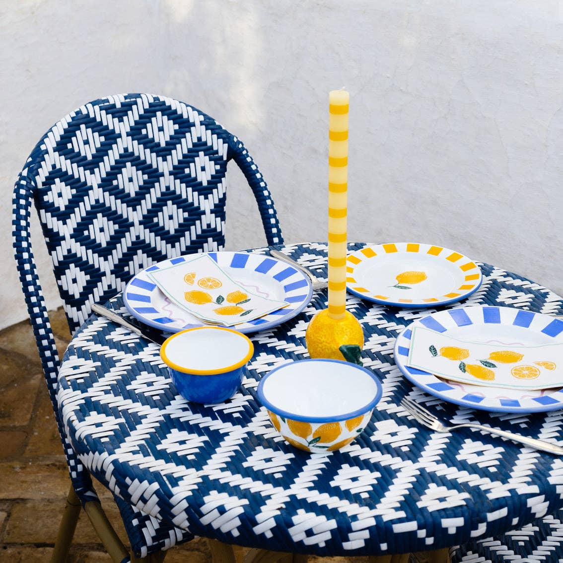 Yellow Stripe Straight Dinner Candles - Pack of 2