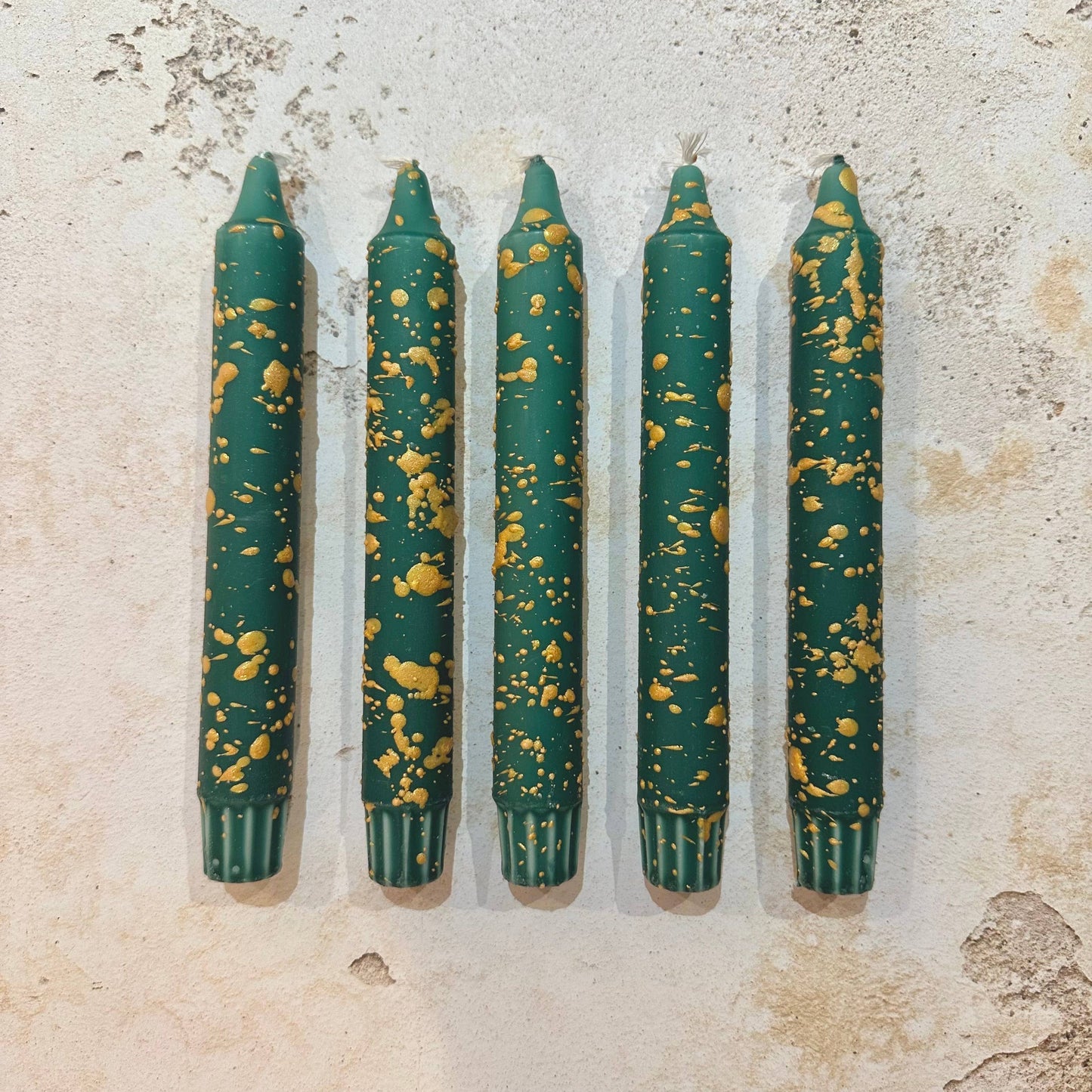 Candles - Christmas Green & Gold Sparkle Candles Pack of 2