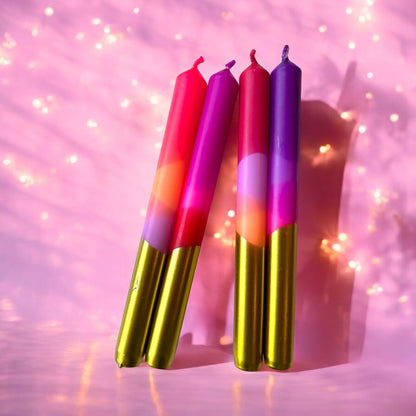 Aurora Dip Dye Dinner Candle set of 4