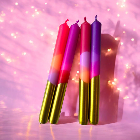 Aurora Dip Dye Dinner Candle set of 4