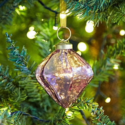 Coloured Glass Diamond Baubles
