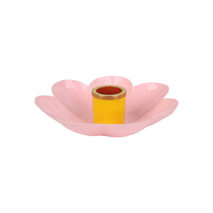 Coloured Enamel Flower Shaped Candle Holders