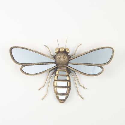 Golden Bee Wall Art with Mirrored Accents