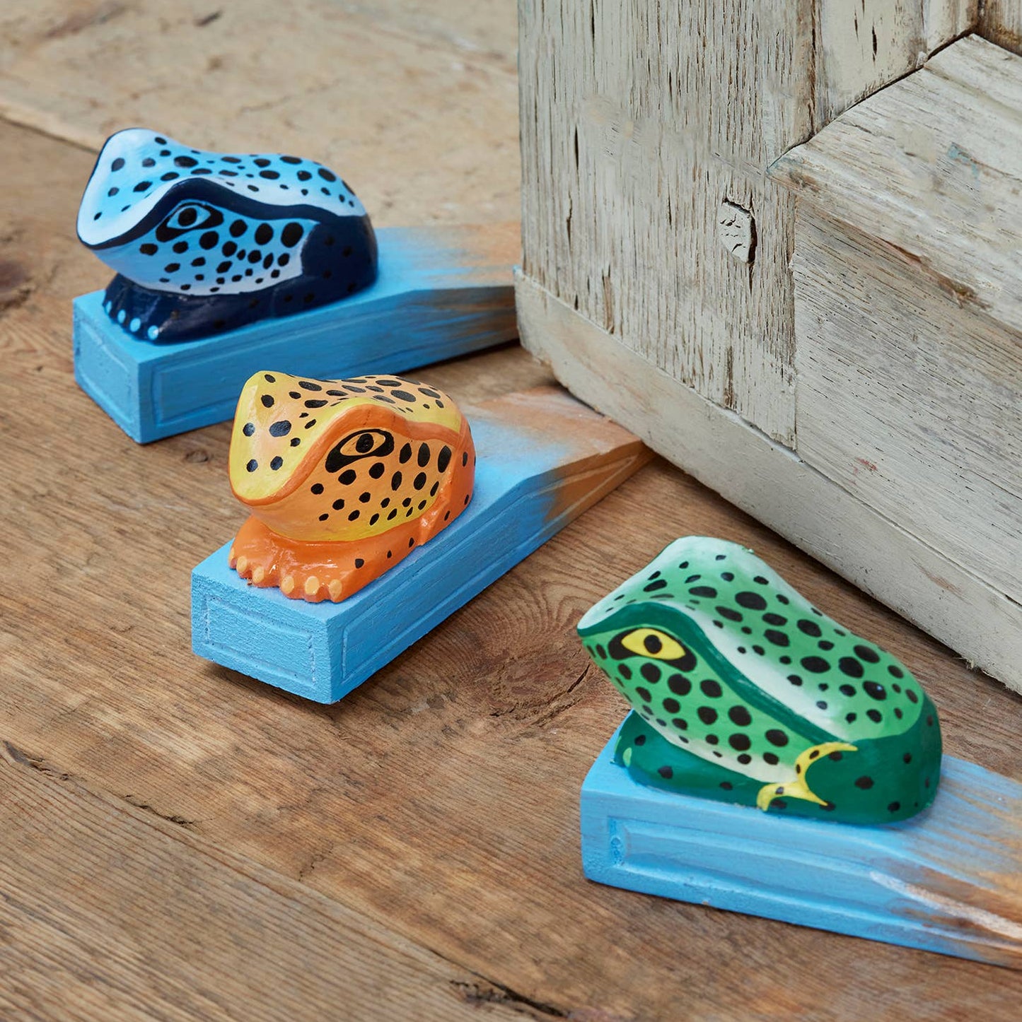 Hand Carved Wood Frog Doorstop