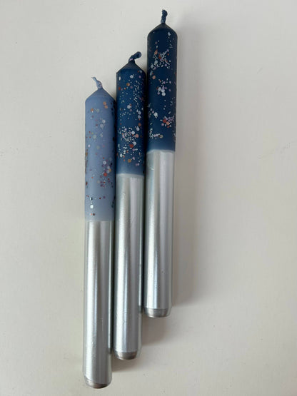 Starry Starry Night Dip Dye Dinner Candle Trio