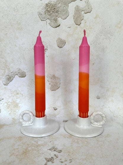 Candles - Autumn Sunset Orange & Pink Pack of 2