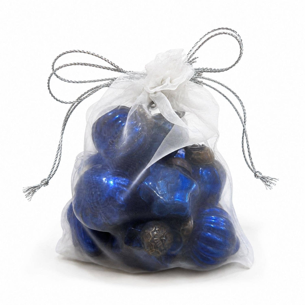 Classic Blue Blown Glass Baubles (Bag of 12)