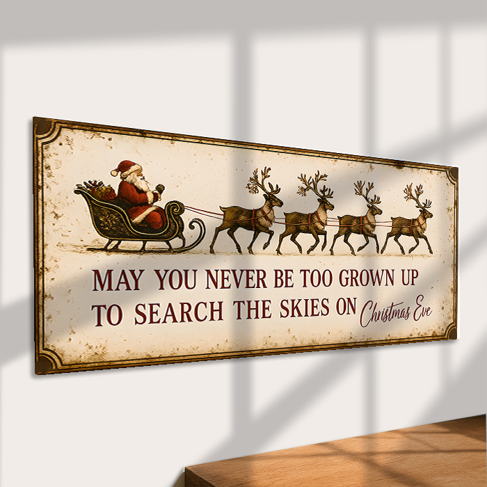 Metal Wall Sign - Never Too Grown Up To Search The Skies - 16 x 8 inch
