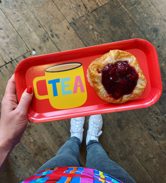 Tea and Biscuits Melamine Tray: Red