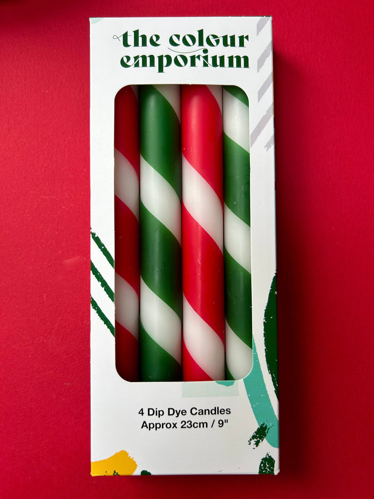 Christmas Twists Dip Dye Dinner Candles Set of 4