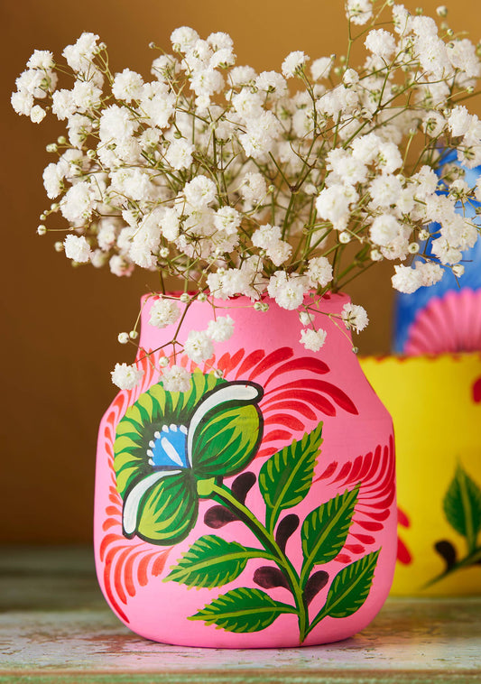 Handpainted Boyam Pot/Vase - Pink