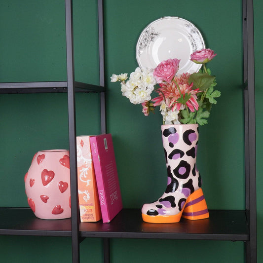 Leopard Print Boot Vase