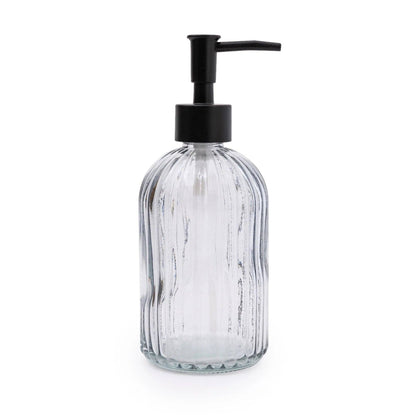 Smoked Ridged Glass Soap Dispenser