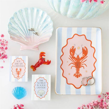 Striped Lobster Coastal Trinket Dish