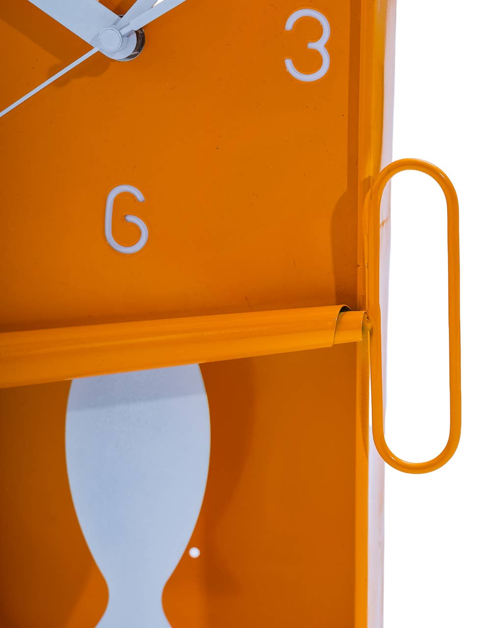 Orange Metal Sardine Tin Pendulum Wall Clock