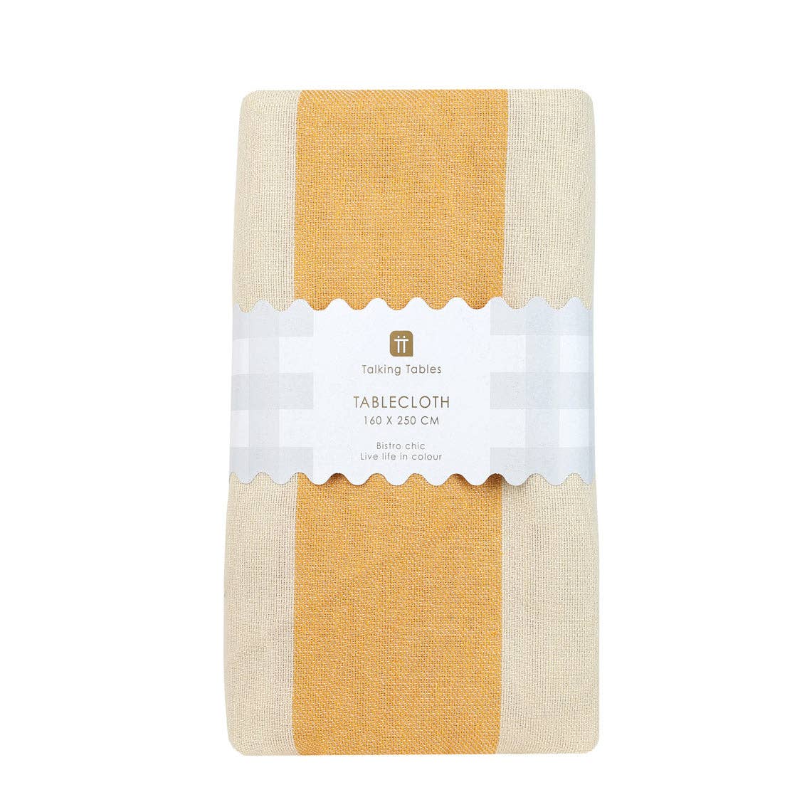 Yellow Stripe Cotton XL Tablecloth - 160cm x 250cm