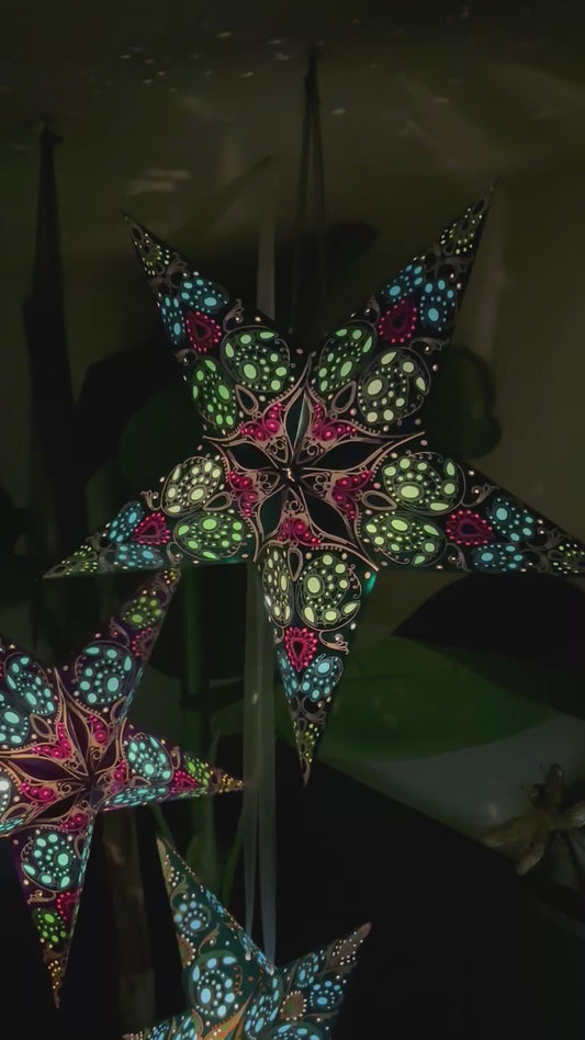 Hanging Star Light - Damask Aquamarine